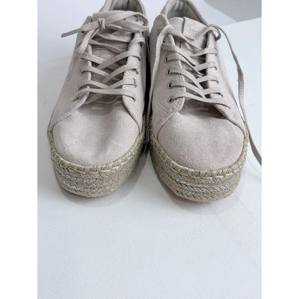 NWT‎ Tretorn Eve 2 Suede Espadrille Platform Sneakers Metallic Beige 9